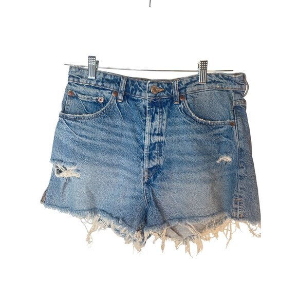 ZARA Size 10 Womens Distressed High-Waisted Denim Shorts - Picture 1 of 9
